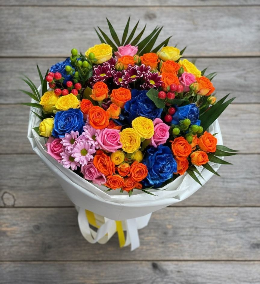 Букет цветов из: Розы и Хризантемы в Кисляковской