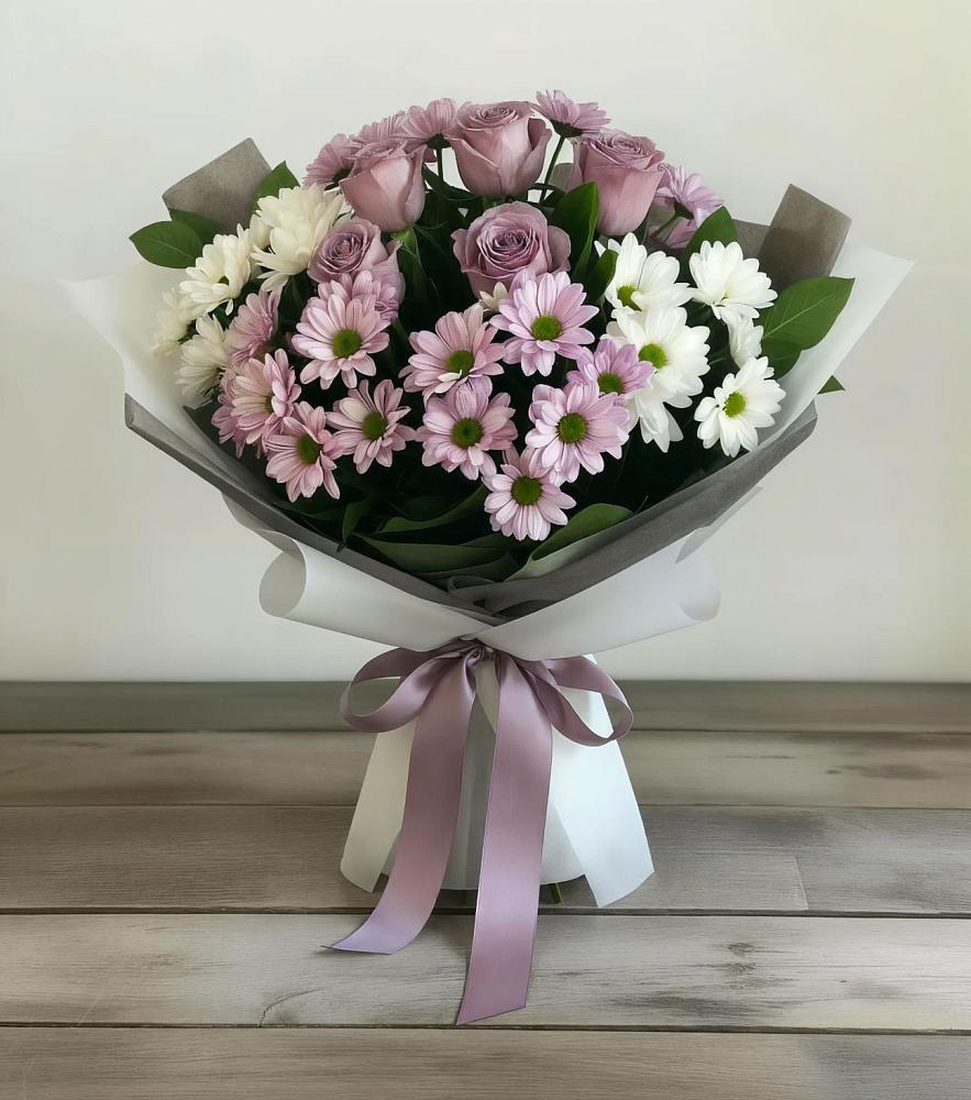 Букет цветов из: Хризантемы и Розы в Кисляковской