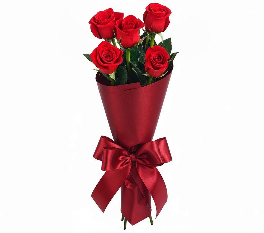 Букет 5 Красных роз Эдлесс Лав в Кисляковской