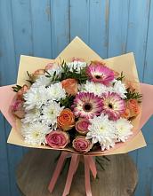 Букет цветов из:  Розы, Герберы и Хризантемы в Кисляковской