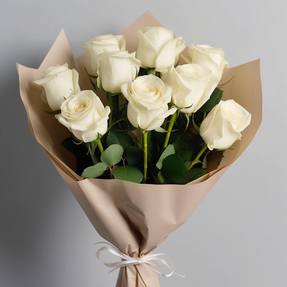 Букет 9 Белых роз Эдлесс Лав в Кисляковской