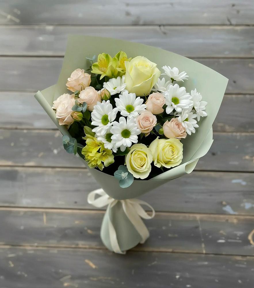 Букет цветов из: Альстромерии, Розы и Хризантемы в Кисляковской