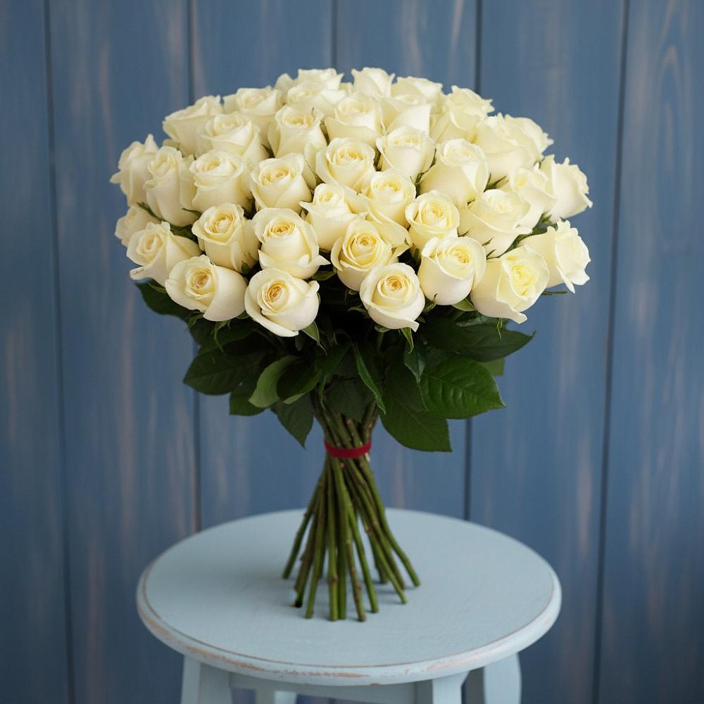 Букет 51 Белая роза Эдлесс Лав в Кисляковской