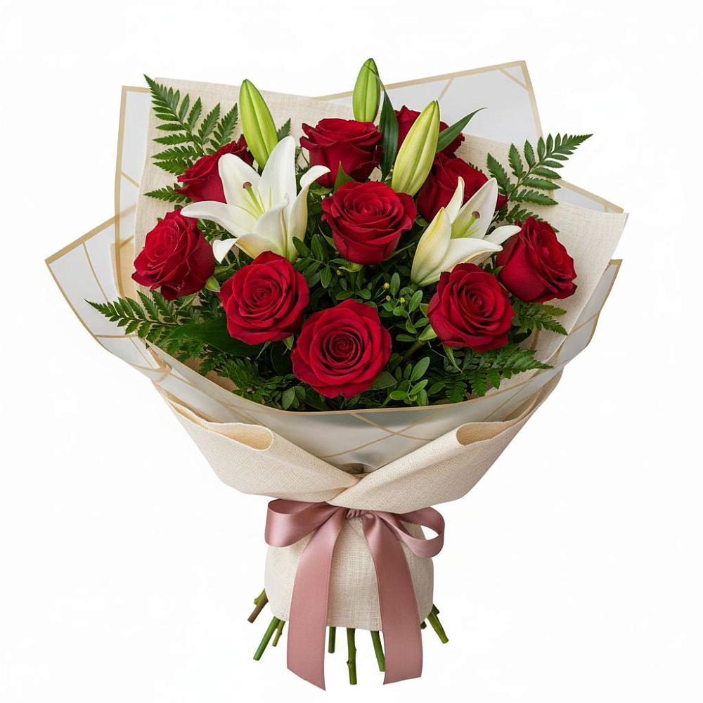 Букет цветов из: Лилии и Розы в Кисляковской