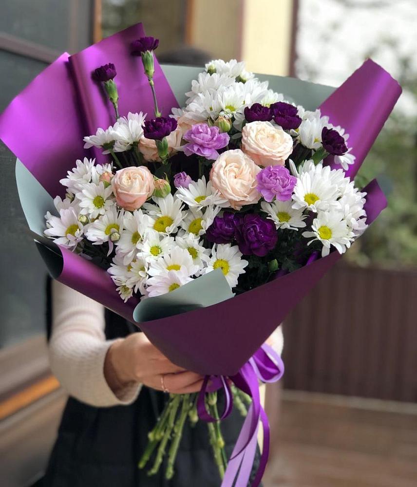 Букет цветов из: Хризантемы, Гвоздики и Розы в Кисляковской