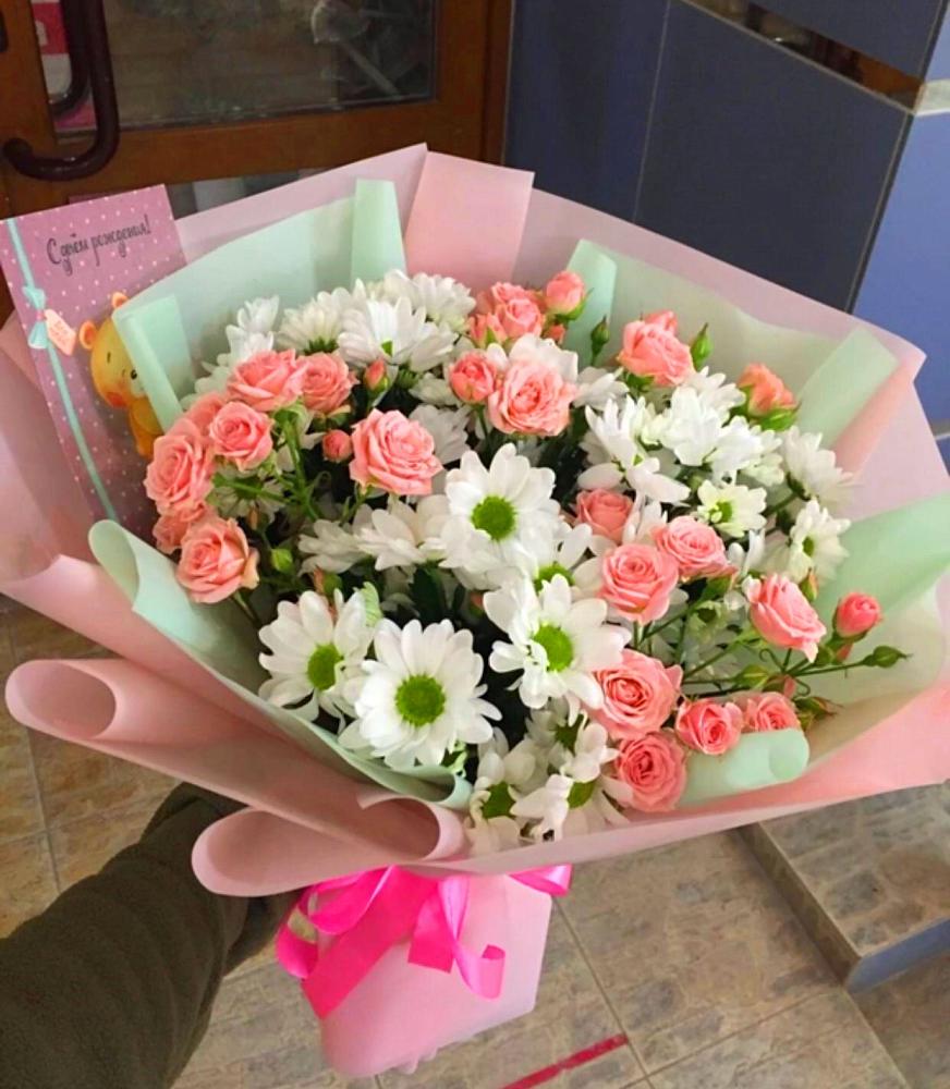 Букет цветов из: Розы и Хризантемы в Кисляковской