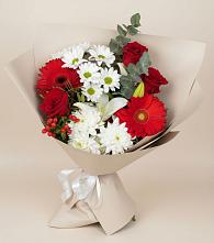 Букет цветов из:  Розы, Хризантемы, Герберы и Лилии в Кисляковской