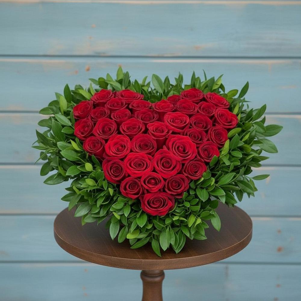 Цветочная композиция из Розы в виде сердца в Кисляковской