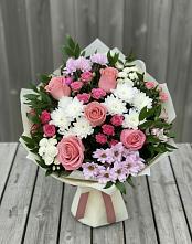 Букет цветов из:  Альстромерии, Гвоздики, Розы и Хризантемы в Кисляковской
