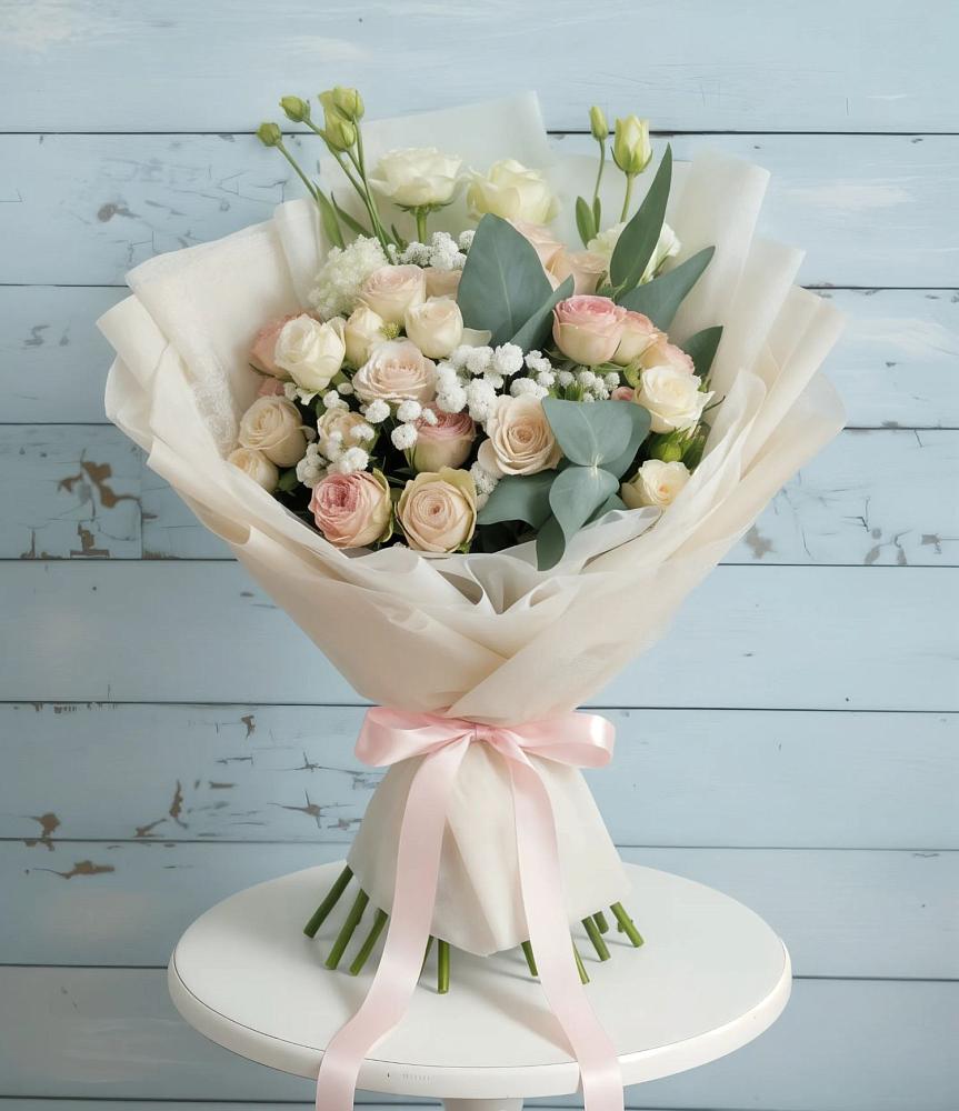 Букет цветов из: Розы и Лизиантусы в Кисляковской