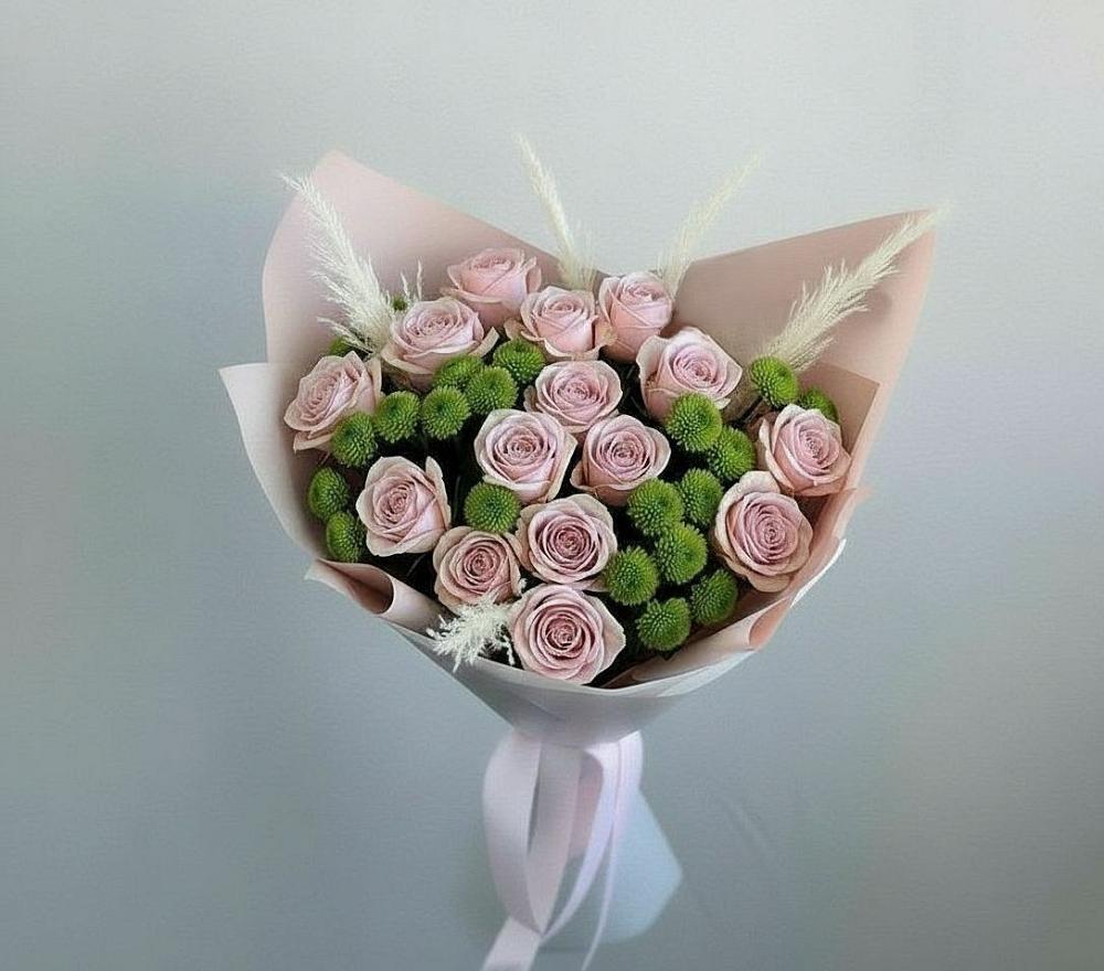 Букет цветов из: Розы и Хризантемы в Кисляковской