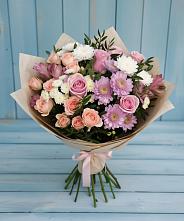 Букет цветов из:  Хризантемы, Розы и Альстромерии в Кисляковской