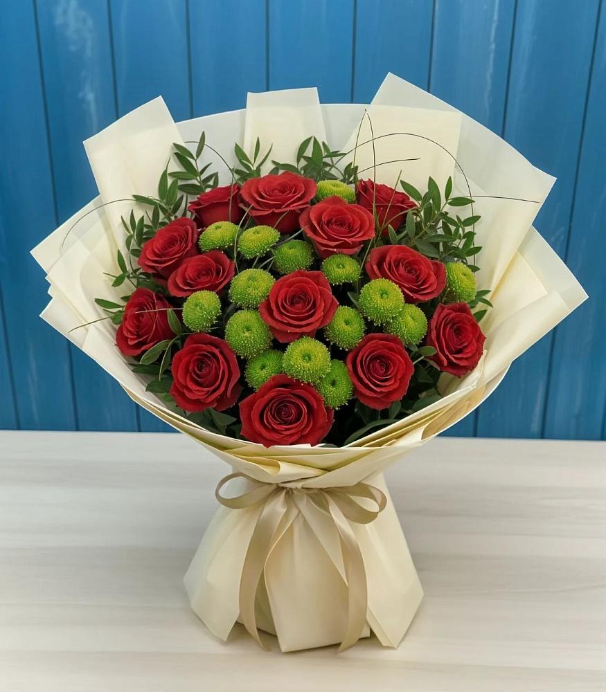 Букет цветов из: Розы и Хризантемы в Кисляковской