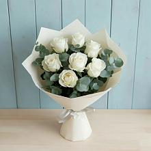 Букет Белые розы в Эвкалипте в Кисляковской