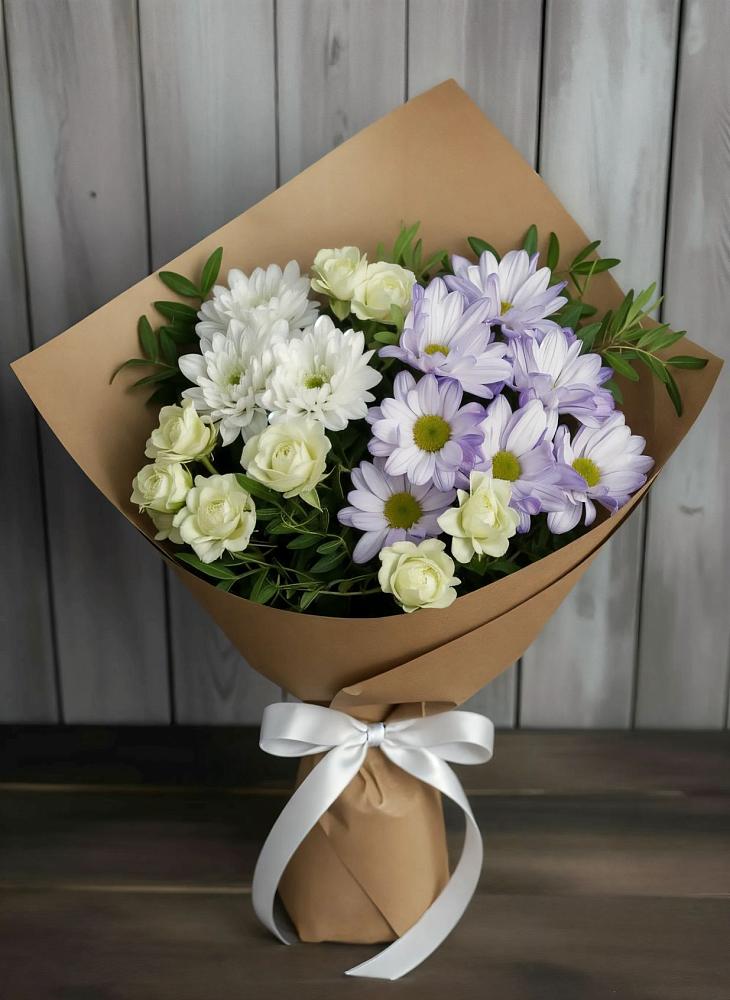 Букет цветов из: Хризантемы и Розы в Кисляковской